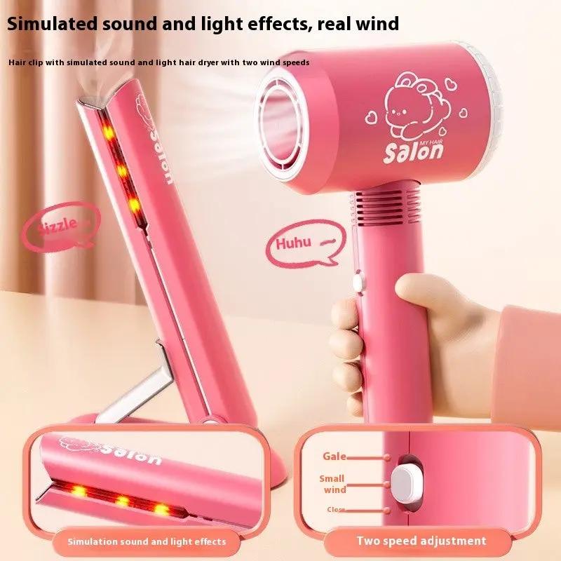 Children's Hairdressers Salon Barber Set Hair Dryer Clip Hair Curler Toy Suit Hair Your Lux