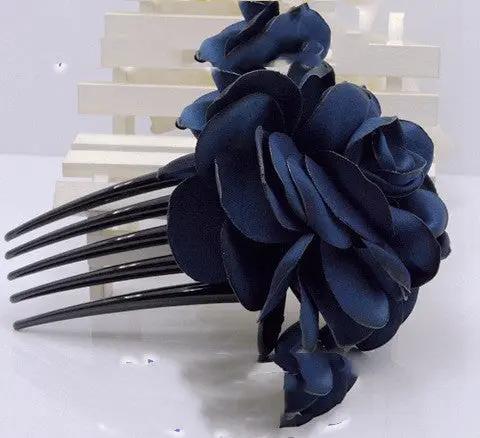 Fabric Burning And Ironing Edge Flower Hair Comb Five Teeth - Hair Your Lux