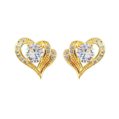 Open heart stud earrings, silver-tone | Hair Your Lux