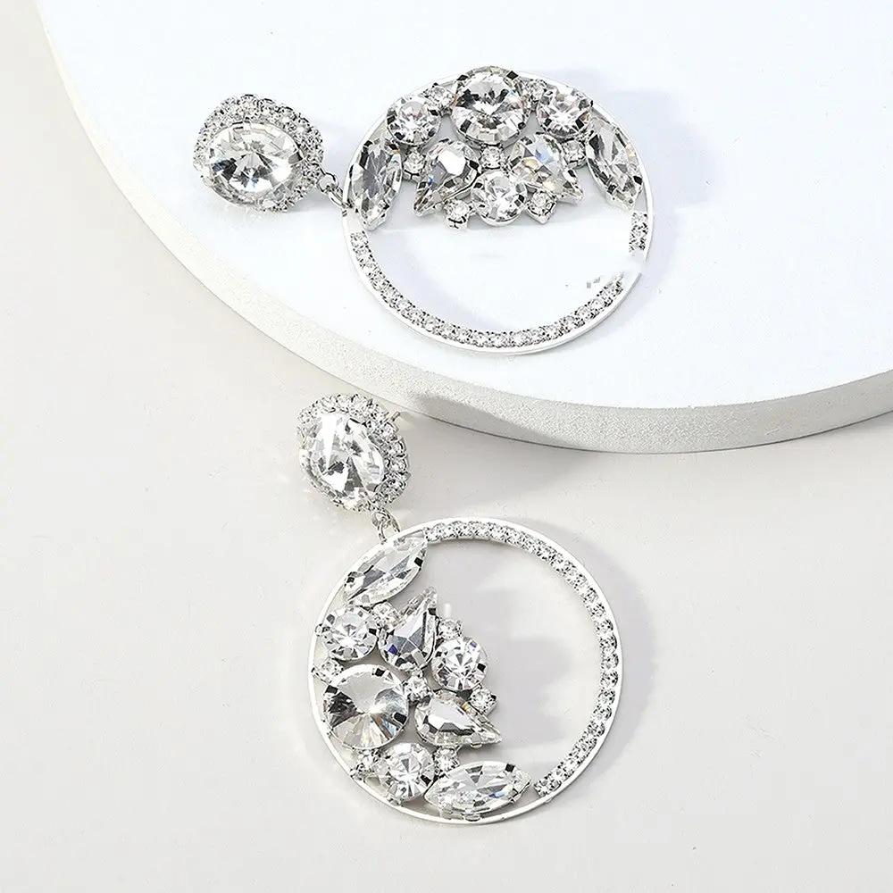 Crystal cluster circle drop earrings, colour range | Hair Your Lux