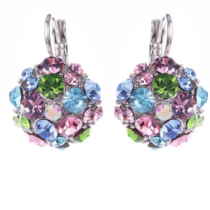 Multicolour crystal cluster drop earrings, silver-tone | Hair Your Lux