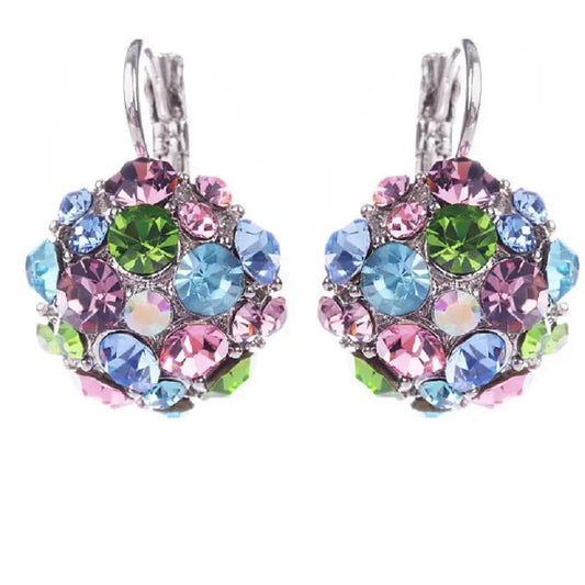 Multicolour crystal cluster drop earrings, silver-tone | Hair Your Lux
