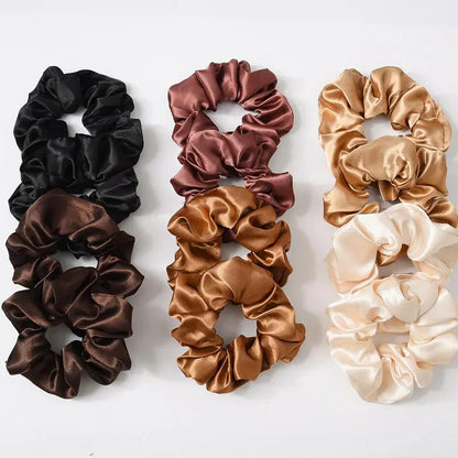 Satin Cloth Large Intestine Circle Hair Tie Set Solid Color - Hair Your Lux