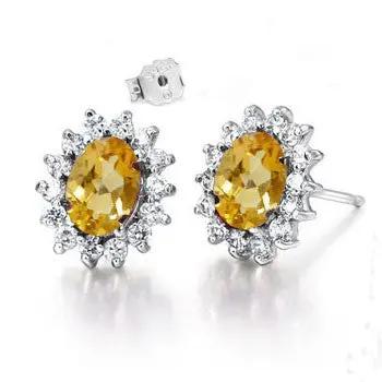 Golden citrine halo stud earrings, gemstone | Hair Your Lux