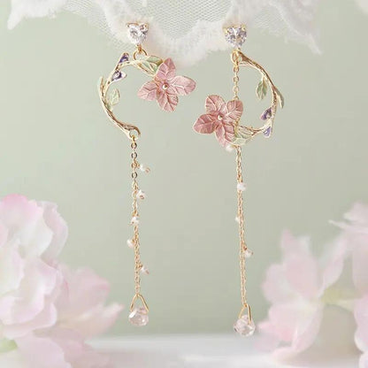 Korean Vintage Metal Flower Long Dangle Earrings For Women Girls Brincos Temperament Pendientes Mujer Jewelry - Hair Your Lux