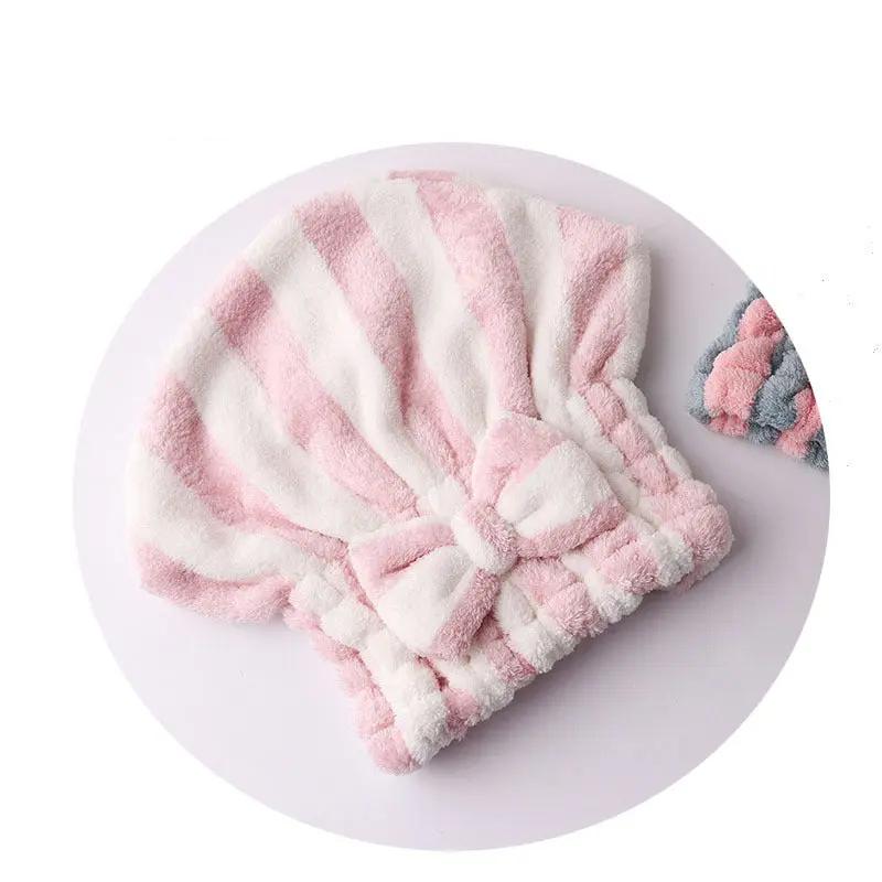 Microfiber Stripe Hair-drying Hat Strong Absorbent Blow-free Shower - Hair Your Lux