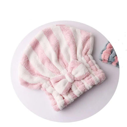 Microfiber Stripe Hair-drying Hat Strong Absorbent Blow-free Shower - Hair Your Lux