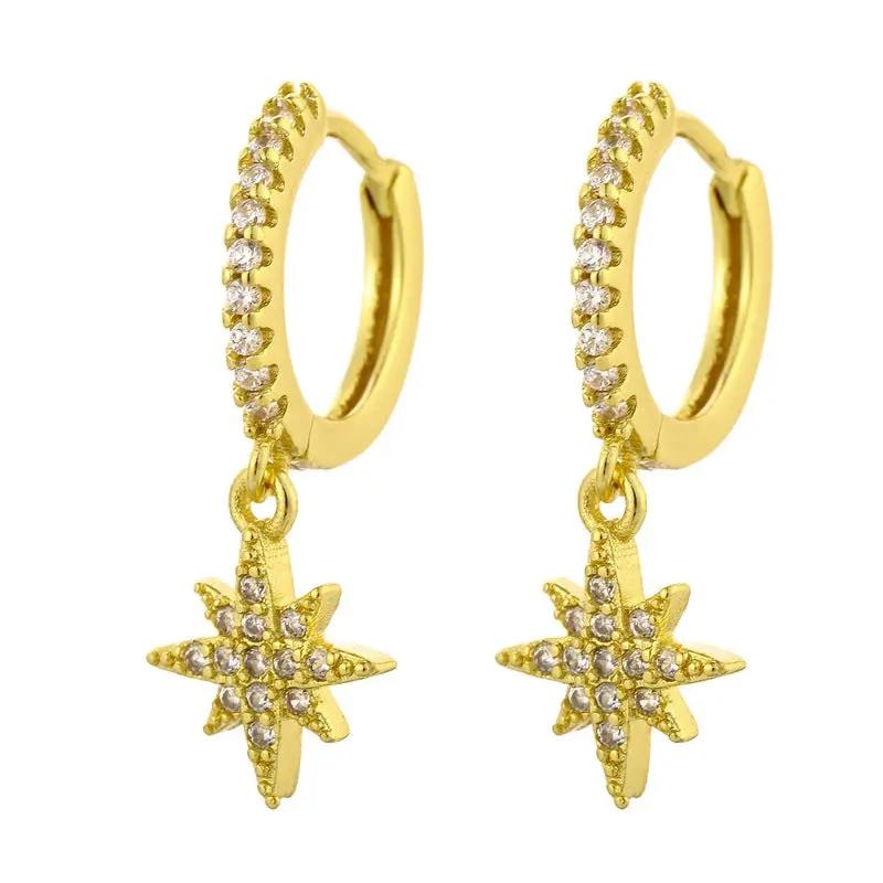 Pavé cubic zirconia star hoop earrings, celestial | Hair Your Lux
