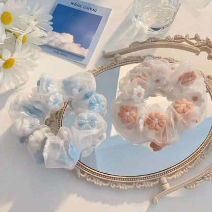 Flower Tie Hair Ring Organza Head Rope Girls' Hair Accessories - Hair Your Lux