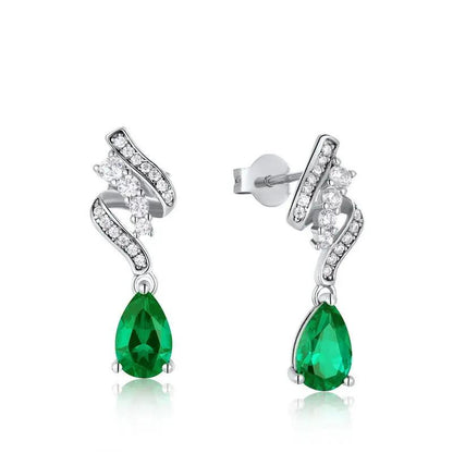 Emerald-green teardrop earrings with crystal accents | Hair Your Lux