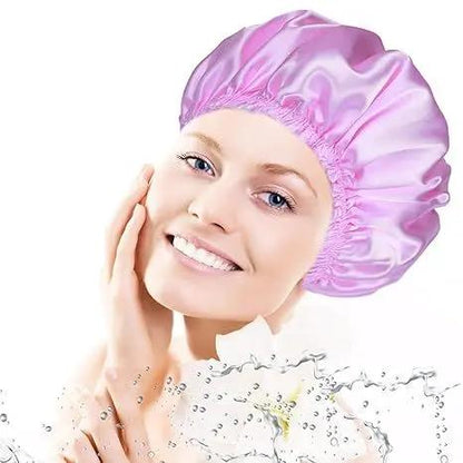 Double-layer Shower Cap Satin Long Hair Shower Cap Universal Hair Your Lux