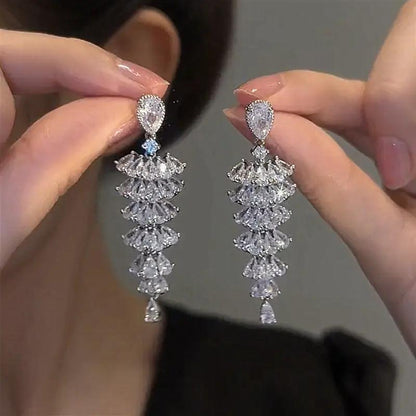 Crystal Christmas tree drop earrings, silver-tone | Hair Your Lux