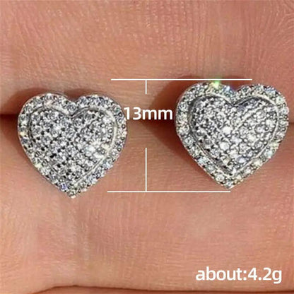 Pavé crystal heart stud earrings, detail | Hair Your Lux