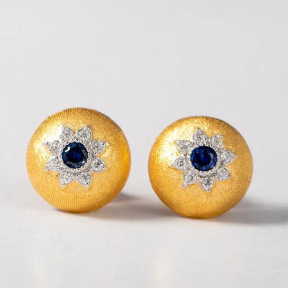 Vintage gold dome red crystal stud earrings | Hair Your Lux