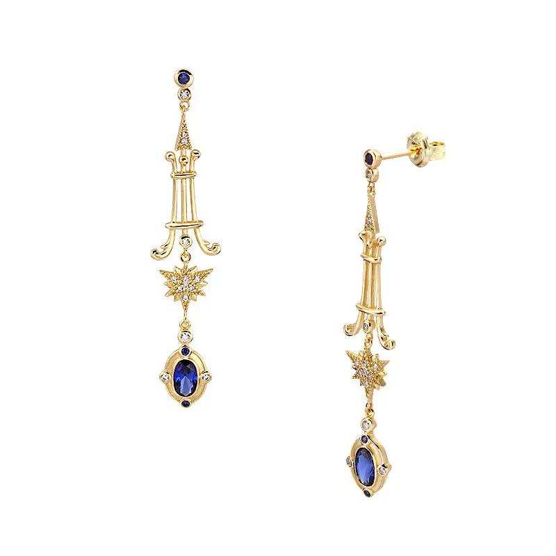 Vintage blue stone drop earrings, art deco | Hair Your Lux