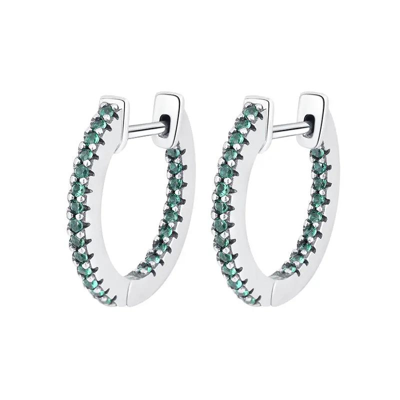 Small sterling silver zircon hoop earrings, detail | Hair Your Lux