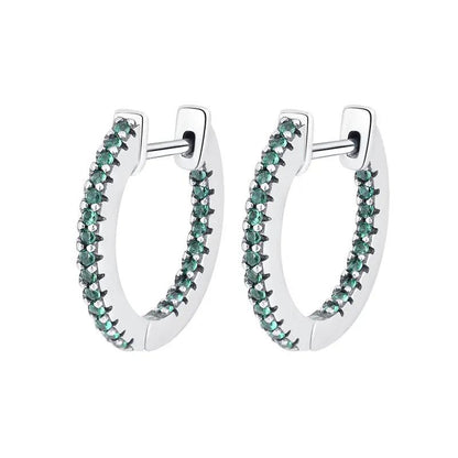 Small sterling silver zircon hoop earrings, detail | Hair Your Lux
