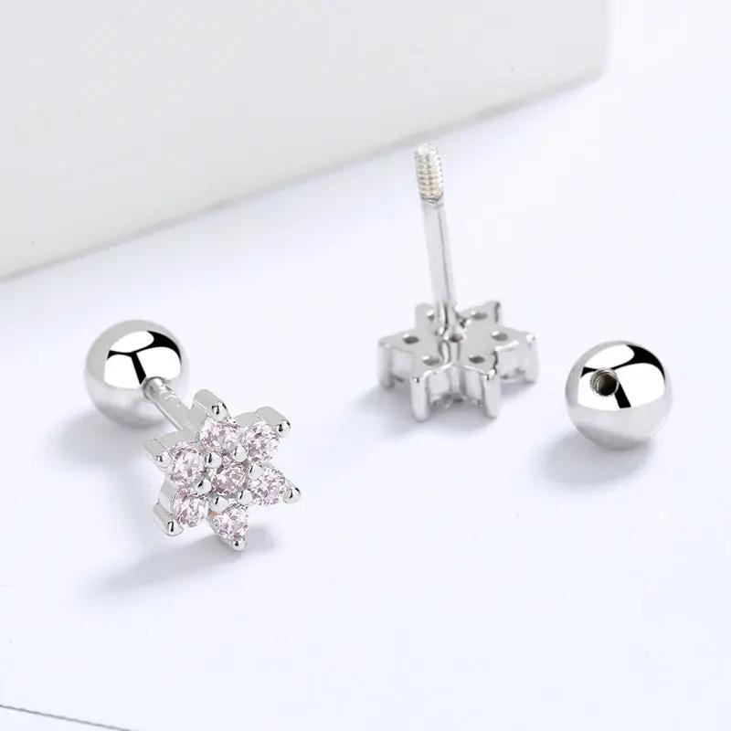 Star Screw Back Stud Earrings, 925 Sterling Silver Zirconia Stud Earrings For Women - Hair Your Lux