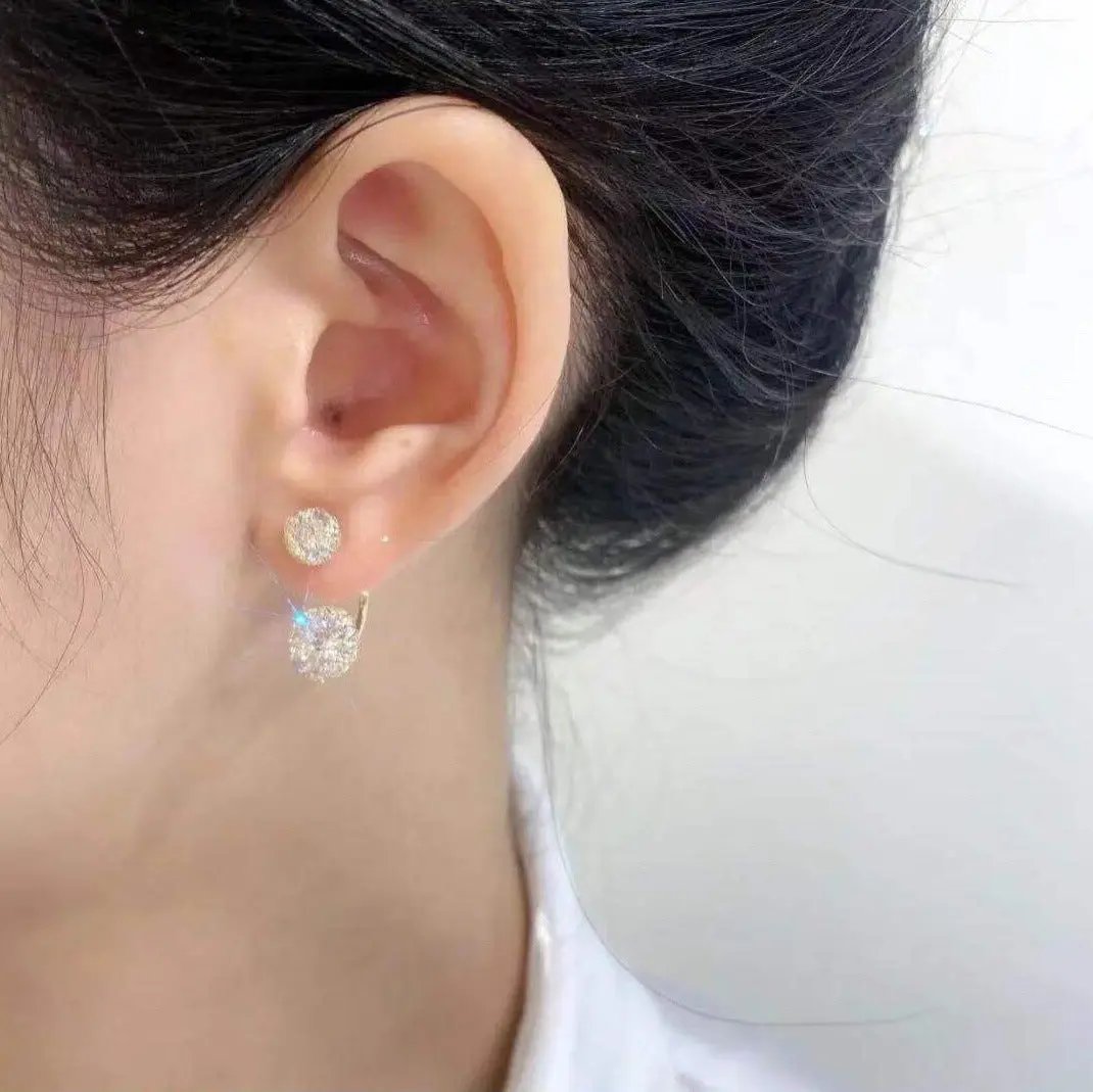 Double-ended cubic zirconia ball earrings, gold-tone | Hair Your Lux