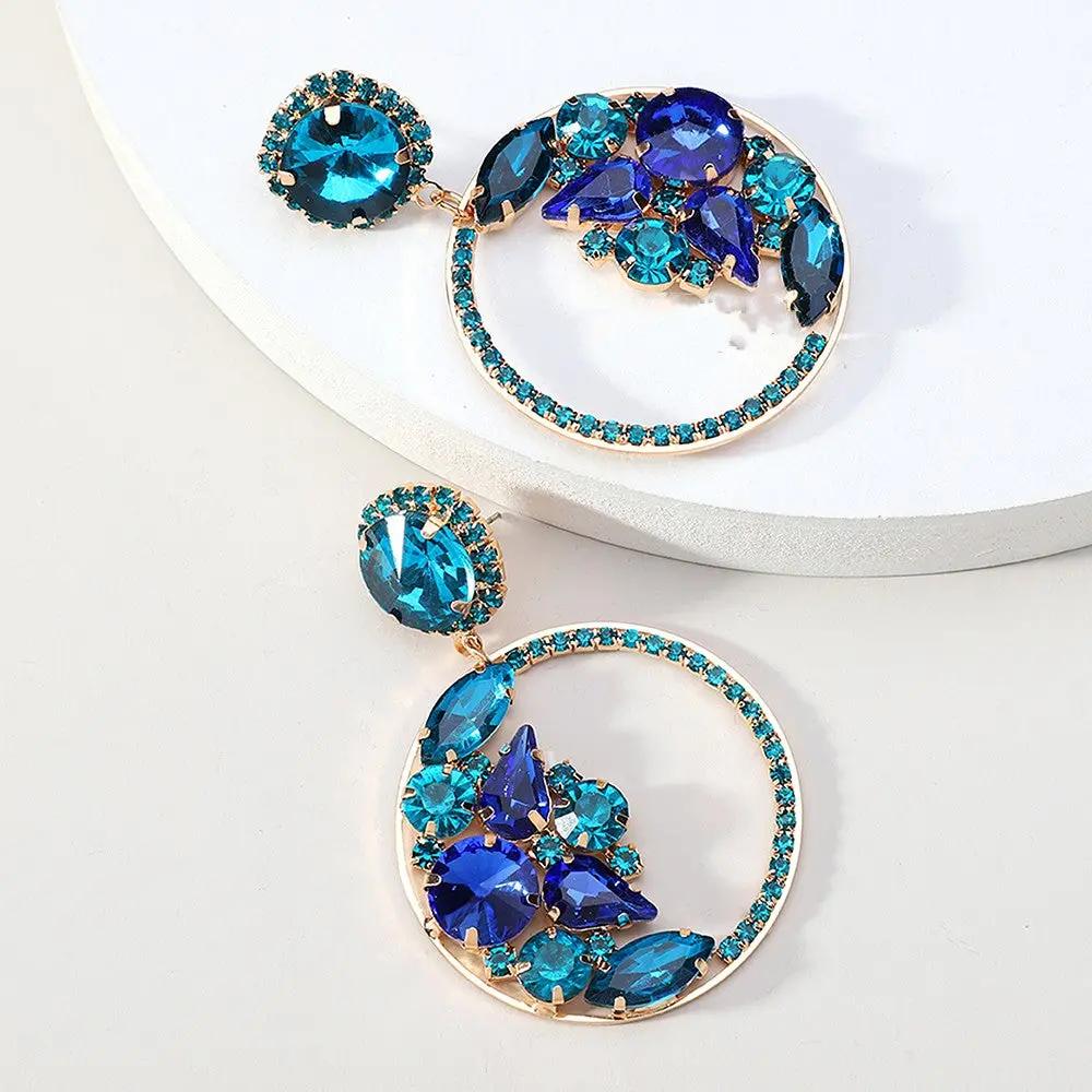 Crystal cluster circle drop earrings detail | Hair Your Lux