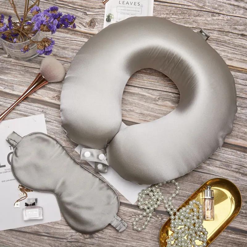Silkworm Silk U-Shape Neck Pillow Protector - Neck Support Cushion Hair Your Lux