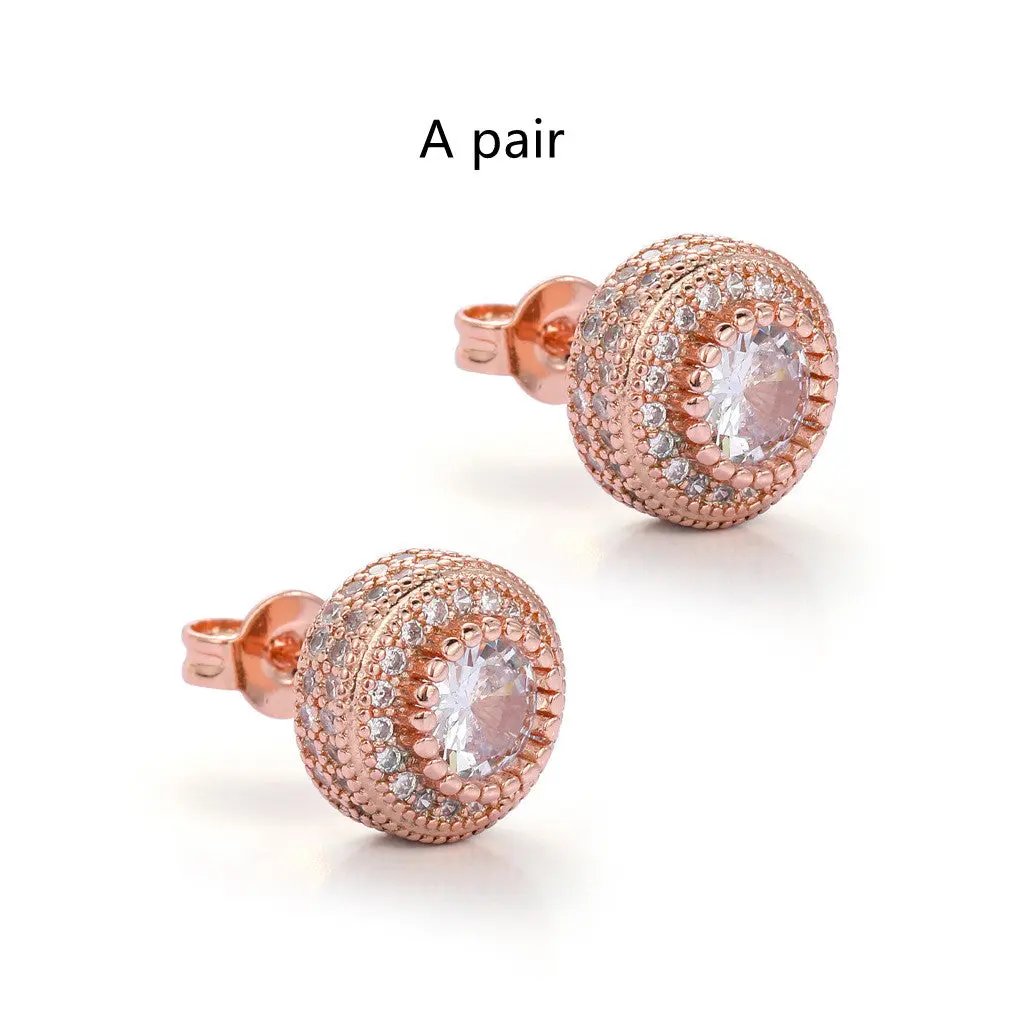 Micro-pavé halo stud earrings, silver-tone | Hair Your Lux