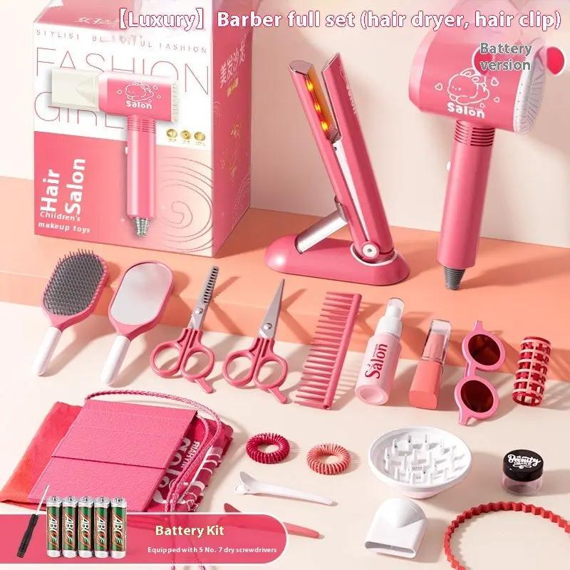 Children's Hairdressers Salon Barber Set Hair Dryer Clip Hair Curler Toy Suit Hair Your Lux