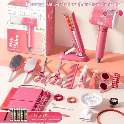 Children's Hairdressers Salon Barber Set Hair Dryer Clip Hair Curler Toy Suit Hair Your Lux