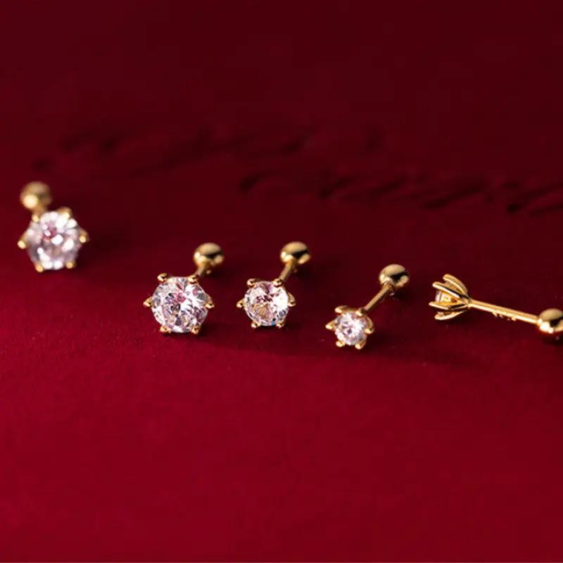 Classic cubic zirconia solitaire studs, gold | Hair Your Lux