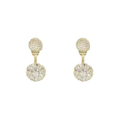 Gold-tone crystal ball stud earrings, detail | Hair Your Lux