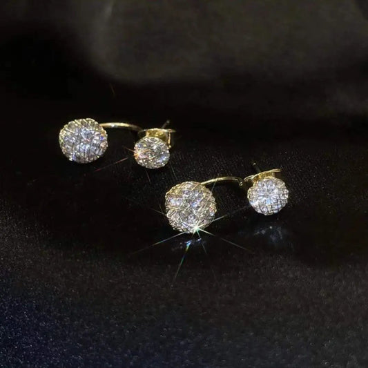 Crystal mesh ball stud earrings, gold-tone front and back | Hair Your Lux