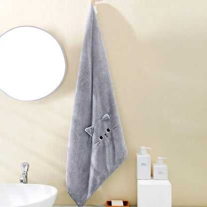 Coral Velvet Cartoon Cat Hair Drying Towel - Hair Your Lux