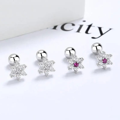 Crystal snowflake screw-back stud earrings, 925 silver | Hair Your Lux