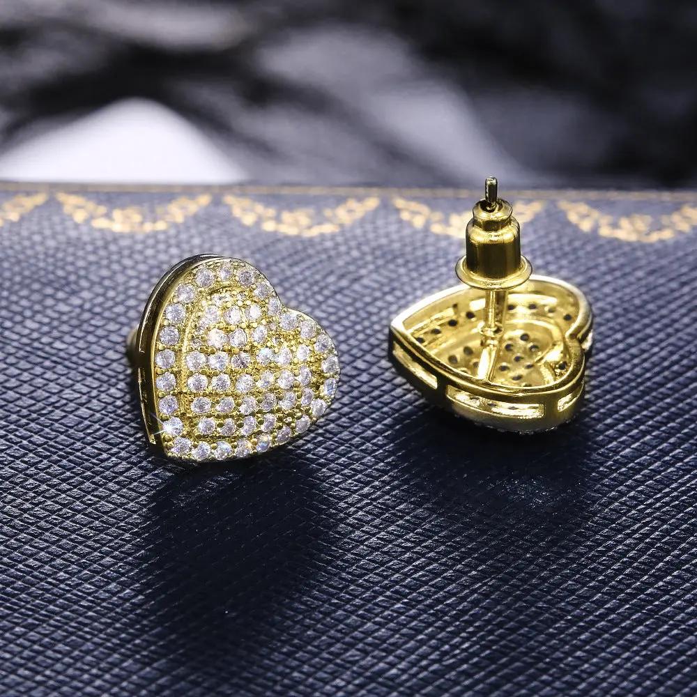 Micro-pavé cubic zirconia heart studs, gold-tone | Hair Your Lux