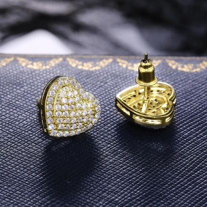 Micro-pavé cubic zirconia heart studs, gold-tone | Hair Your Lux