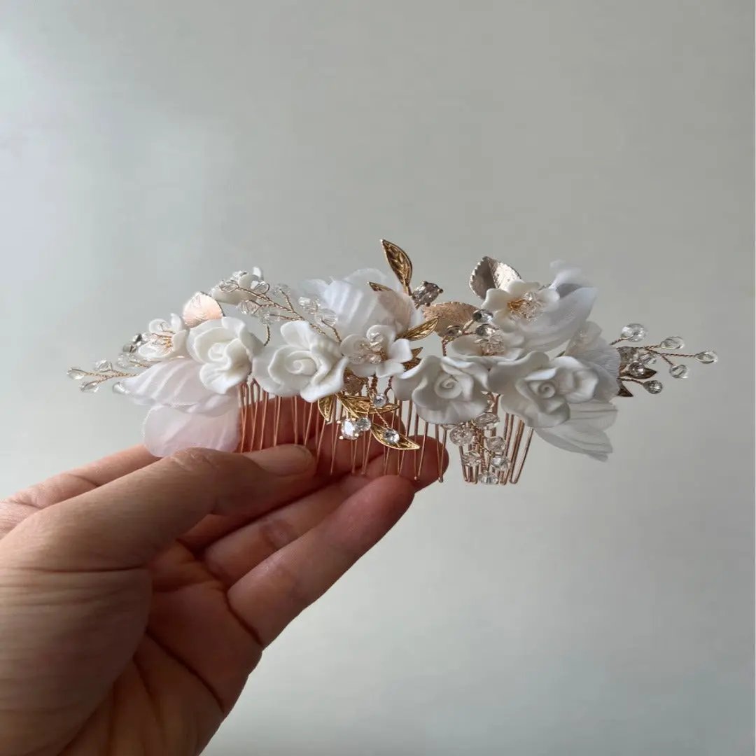 Flower Bride Headband Pearl Rhinestones Headpiece Leaf Crystal Hair Vine Silver Hair Band Wedding Headdress Bridesmaid Hair Accessories for Women Gift Evening Prom Party (gold/silver) - Hair Your Lux