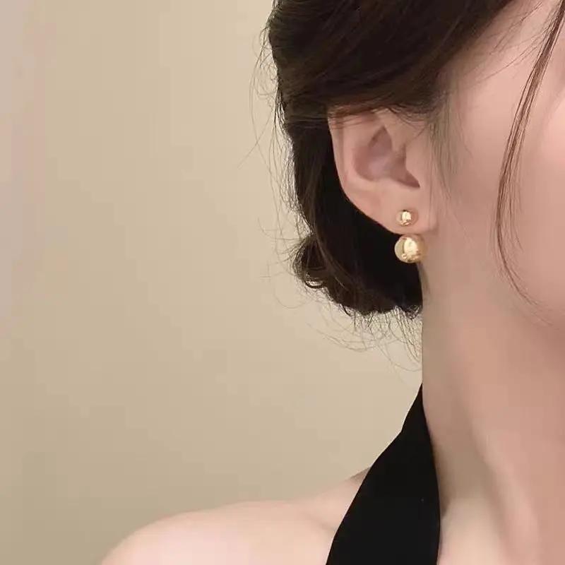 Double gold ball ear jacket earrings, minimalist | Hair Your Lux