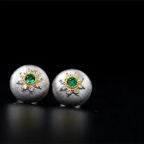Brushed crystal button stud earrings, coloured centre stone | Hair Your Lux