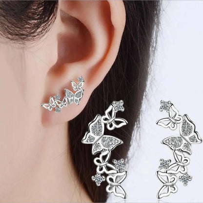 Crystal butterfly ear cuff climbing the ear, silver-tone | Hair Your Lux