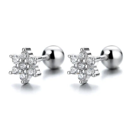 Cubic zirconia snowflake studs with coloured centres | Hair Your Lux