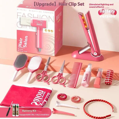 Children's Hairdressers Salon Barber Set Hair Dryer Clip Hair Curler Toy Suit Hair Your Lux