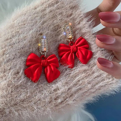 Red matte bow stud earrings, coquette | Hair Your Lux