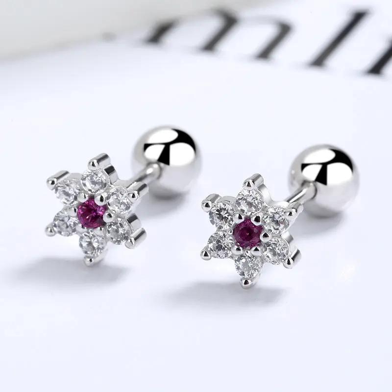 Snowflake screw-back studs, sterling silver, four colours | Hair Your Lux
