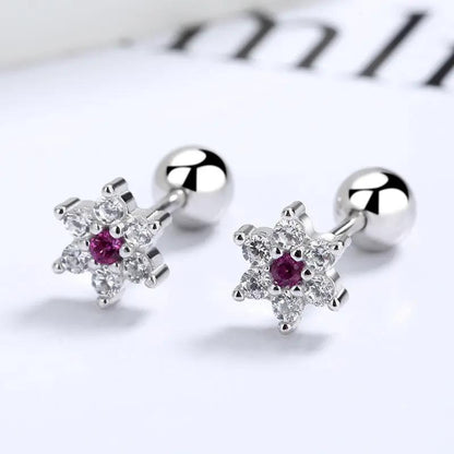 Snowflake screw-back studs, sterling silver, four colours | Hair Your Lux